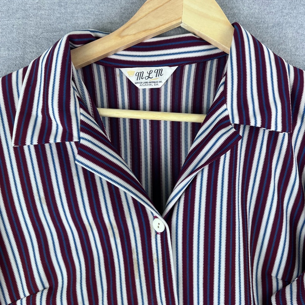 Vtg 60s 70s MAYER LANG MARQUIS‎ Women's Multicolor striped Button Down fits XL